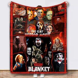 Cartoon Horror Theme Blanket – Soft Cozy 50x60” Polyester Throw for Horror Fans